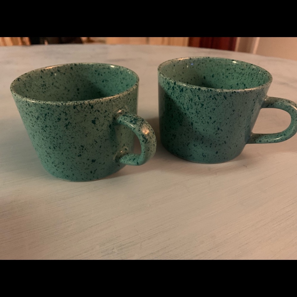 Stoneware japan teal speckled mugs